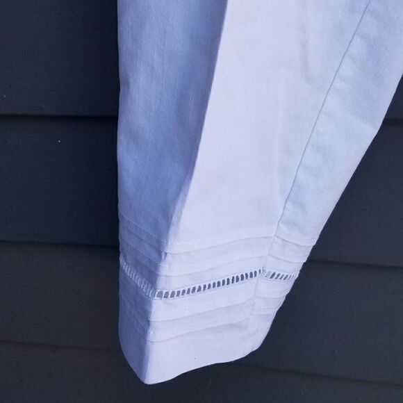 Zac & Rachel White Cotton Blend Cropped Pants size 10 - Picture 10 of 13